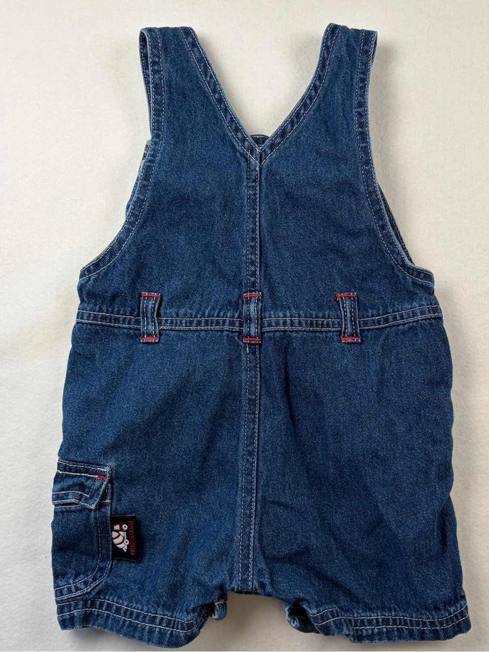 VTG Baby Oshkosh B’Gosh Denim L 6-9M Shortalls Embroidered Little Red Tow Truck